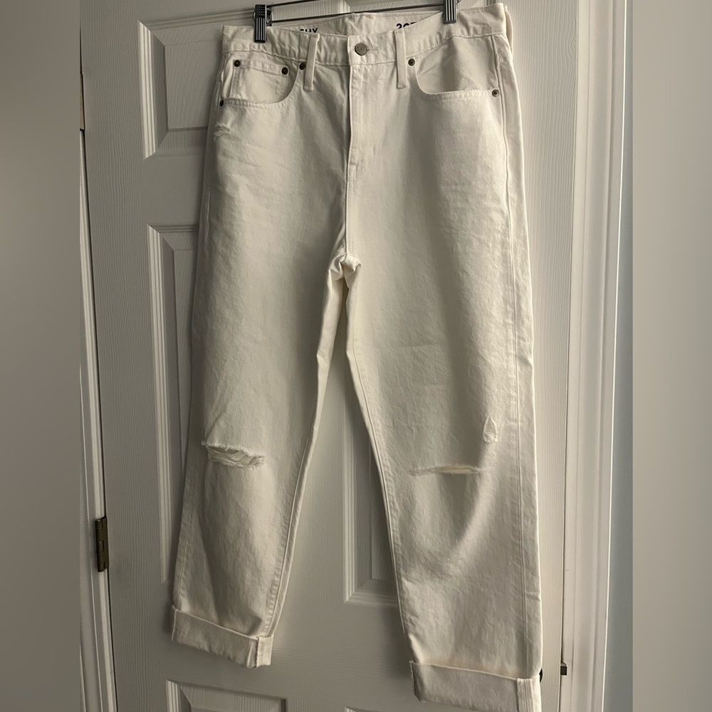 JCrew distressed white jeans